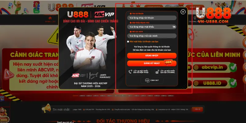 U888 - U888.COM | Link Trang Chủ Chính Thức 2026 12 Giao diện đăng nhập vào nền tảng U888